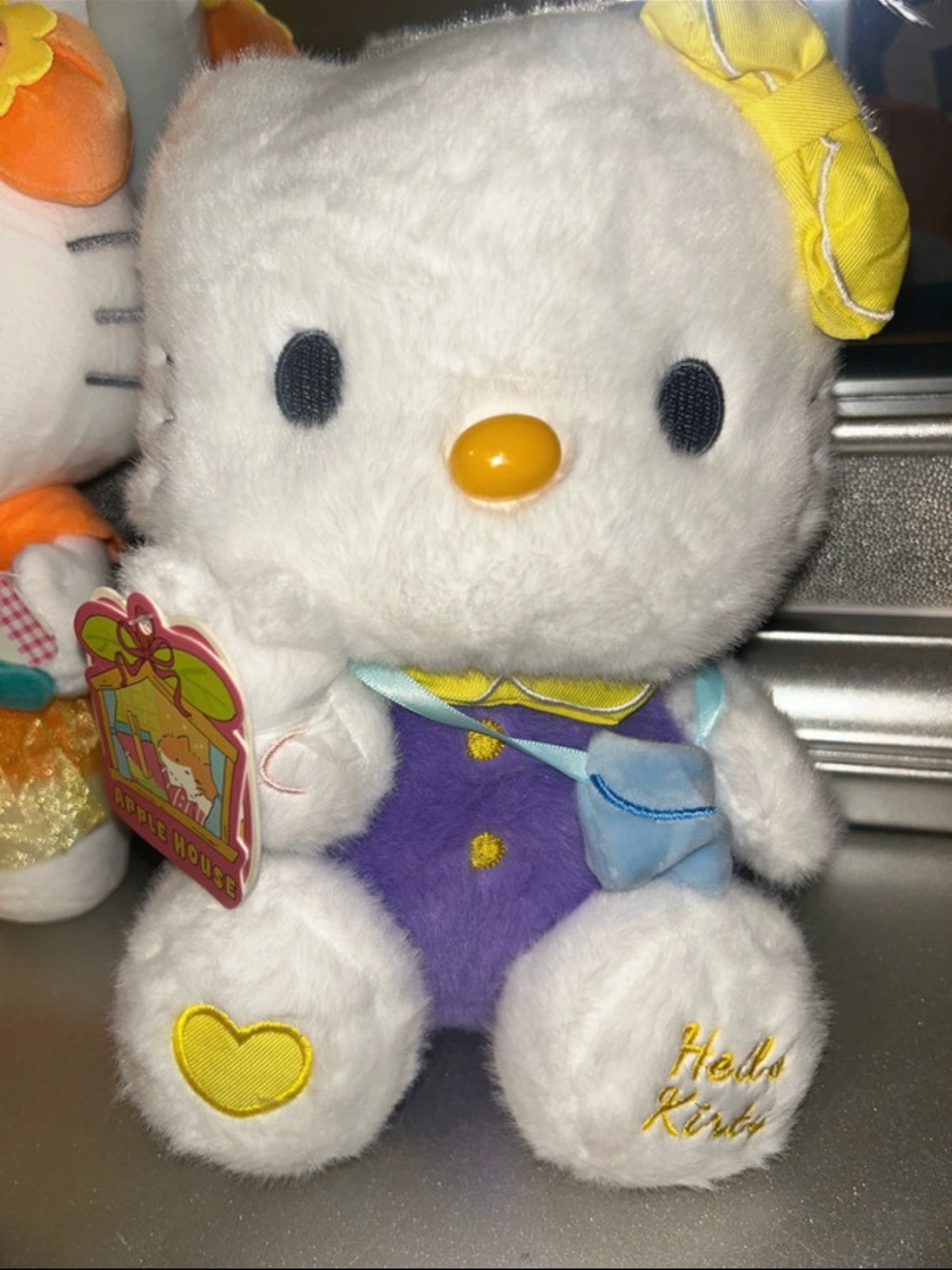Hello Kitty Plush - White with Purple Outfit and Yellow Details
